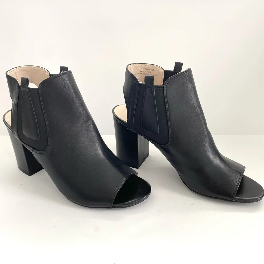 Cole Haan Basel Shootie II Platform Bootie Black Cutout Heel Vegan Leather 9.5B